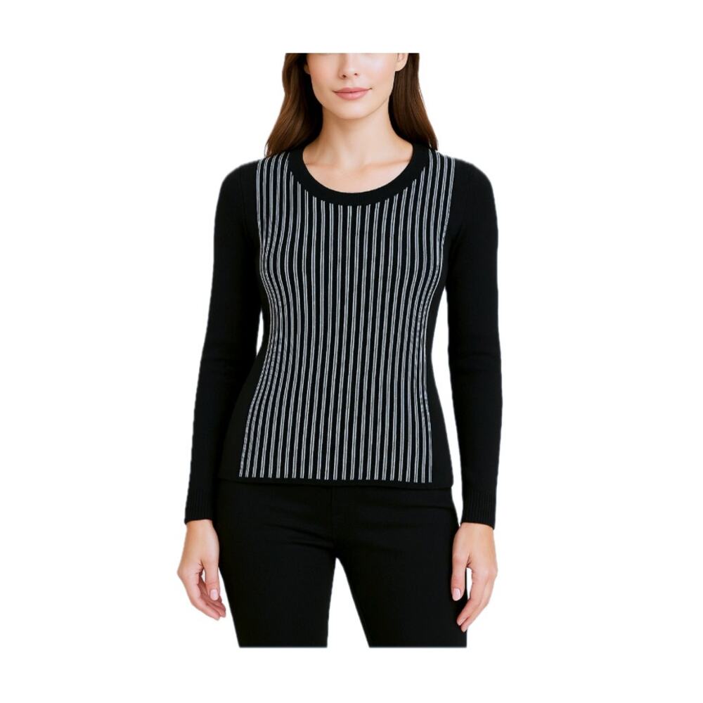 Neiman Marcus Cashmere Collection Black and White Sweater – Size Small 🖤🤍🖤